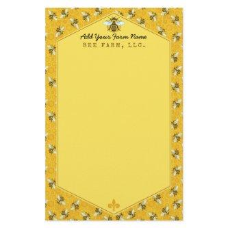 Honeybee Honeycomb Bumble Bee Farm Apiary Custom Stationery