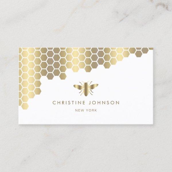 honeycomb and faux gold foil bee