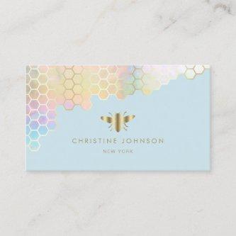honeycomb and faux gold foil bee design