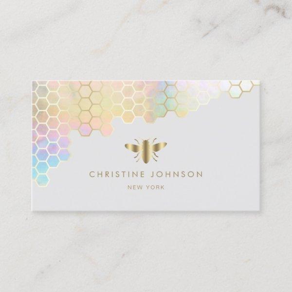 honeycomb and faux gold foil bee on grey