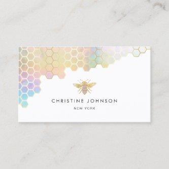 honeycomb and faux gold foil jewel bee logo