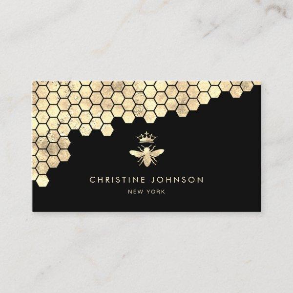 honeycomb and faux gold foil queen bee