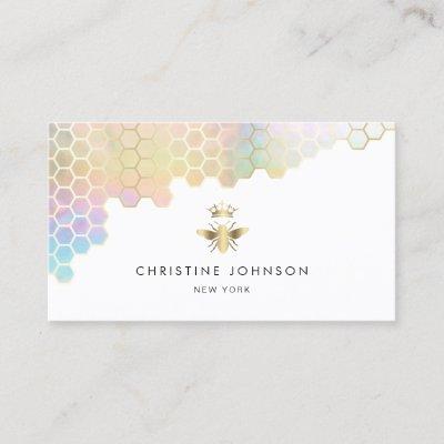 honeycomb and faux gold foil Queen bee logo