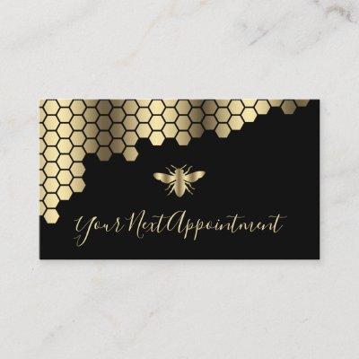 honeycomb faux gold foil bee appointment card