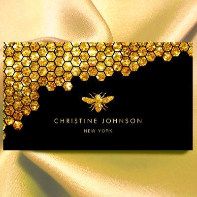 honeycomb faux gold glitter bee