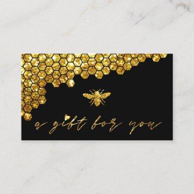 honeycomb faux gold glitter bee gift certificate