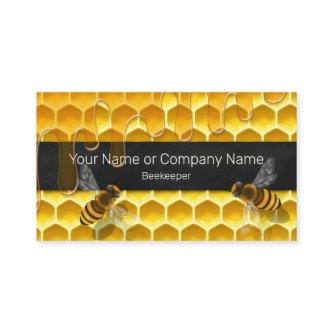 Honeycomb With Flying Honeybees Beekeeper