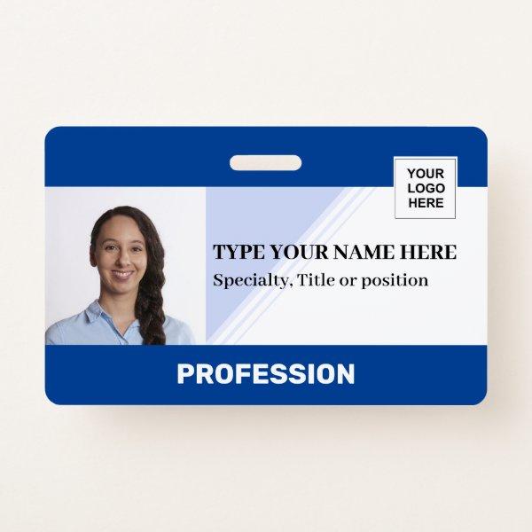 Horizontal Employe | Photo Logo Barcode Name Badge