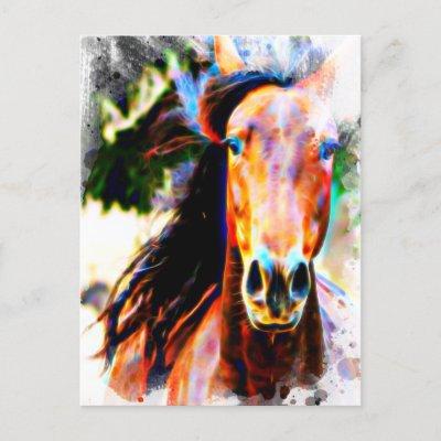 *~* Horse Artistic  Equine AR22 Artsy Print Bold Postcard