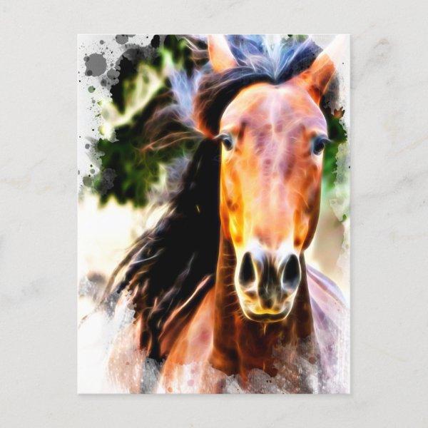 *~* Horse Artistic  Equine AR22 Artsy Print Postcard