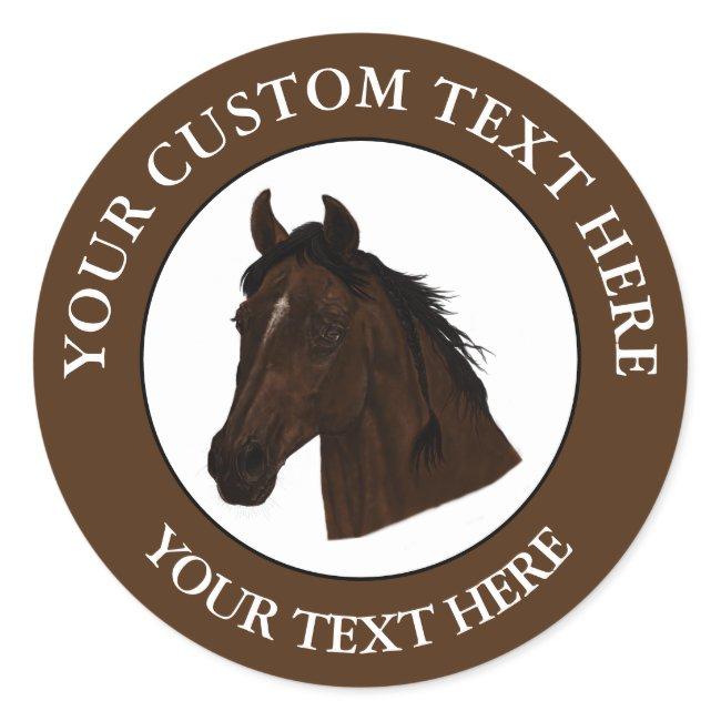 Horse Custom Text Classic Icon Logo 1 1/2" Classic Round Sticker
