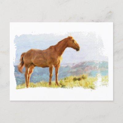 *~* Horse - Hill Mountains AR22 Equine Watercolor Postcard