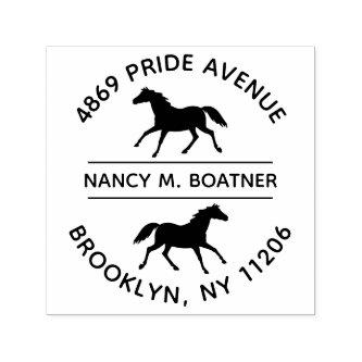 Horse Lover Round Return Address Self Inking Stamp