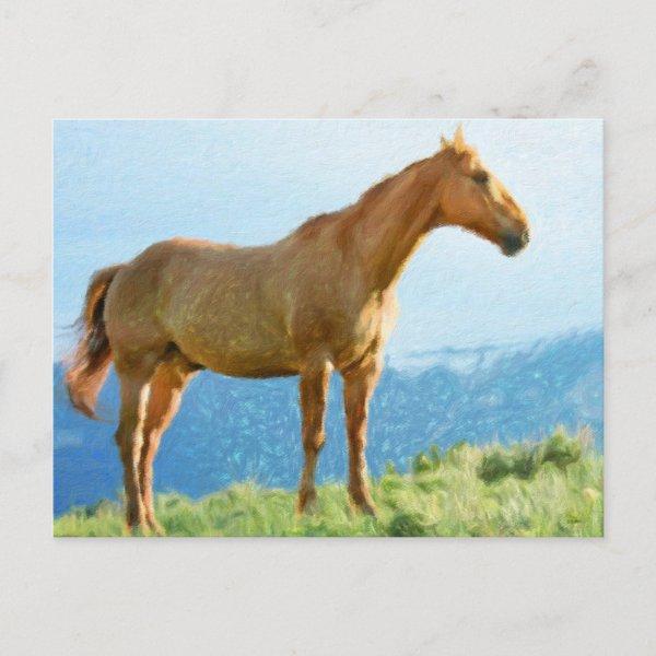 *~* Horse - Mountains Hill AR22 Equine Watercolor  Postcard