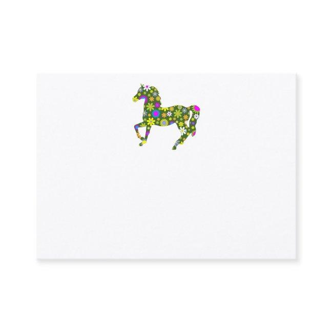 Horse prancing retro floral blank