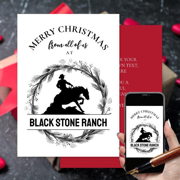 Horse ranch logo branding Christmas business Holiday Card