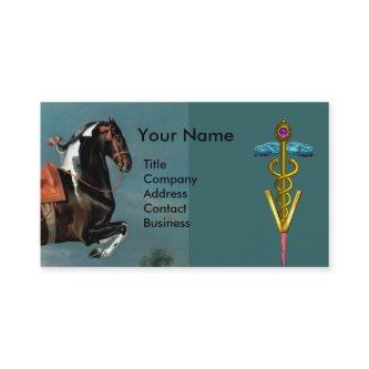 HORSE REARING AND GOLD CADUCEUS VETERINARY SYMBOL