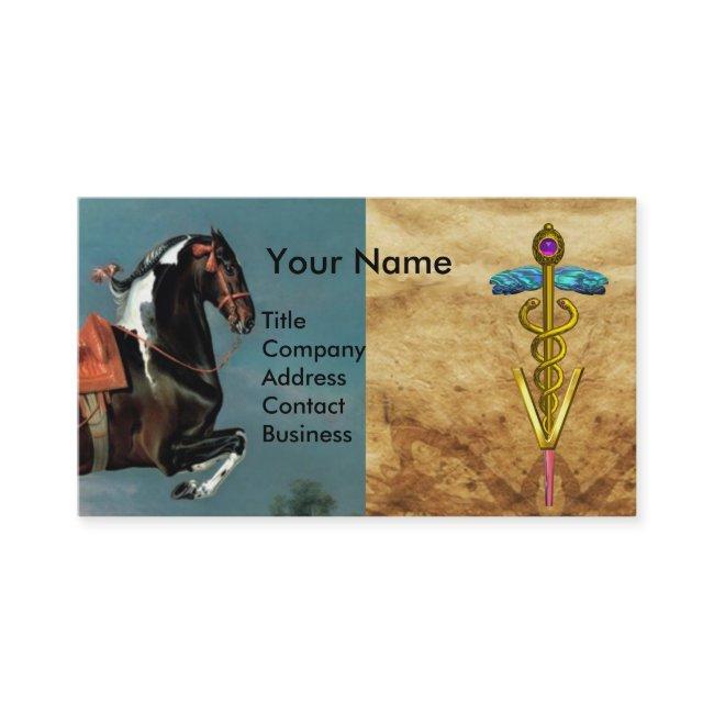 HORSE REARING "GOLD CADUCEUS VETERINARY SYMBOL