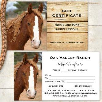 Horse Riding Lessons Gift Certificate Template