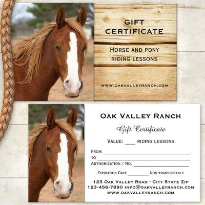 Horse Riding Lessons Gift Certificate Template