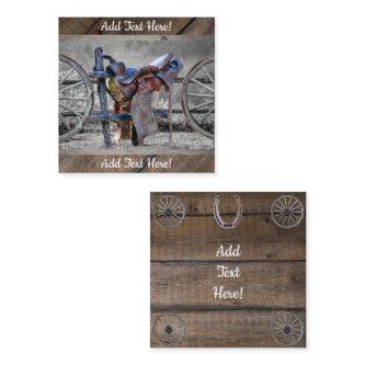 Horse Saddle Corral Fence Western Wagon Wheels  Square