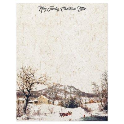 Horse Sleigh Family Christmas Letter Writing Paper
