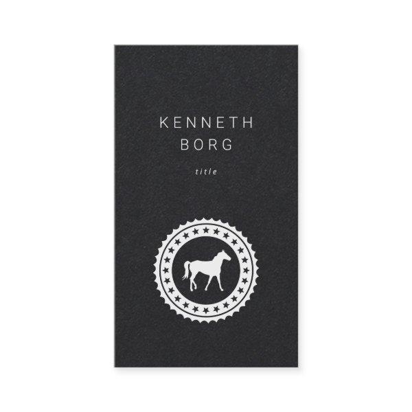 Horse trainer seal logo white on black