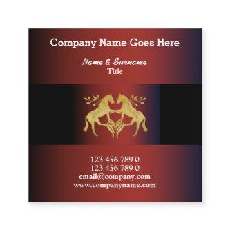 Horses graphic faux gold red leaf crest horse square