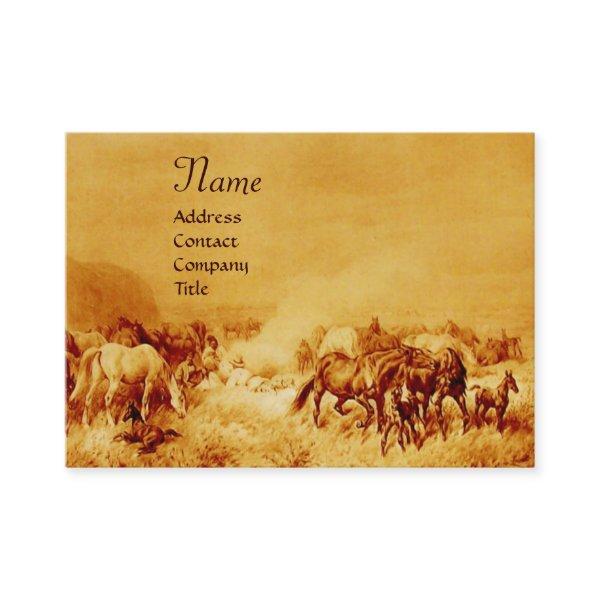 HORSES GRAZING , gold brown sepia