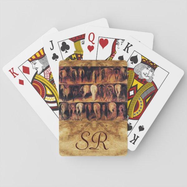 Horses' Hindquarters, Parchment Monogram Playing Cards