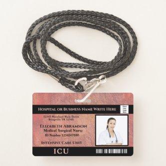 Hospital Medical Intensive Care ICU Employee Photo Badge