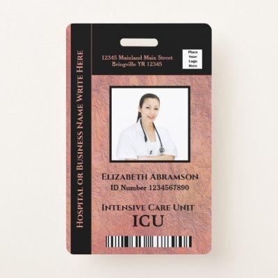 Hospital Medical Intensive Care ICU Employee Photo Badge