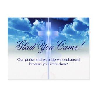 Hospitality: Illuminated Cros "Glad You Came Card" Postcard