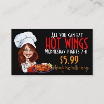 Hot Chef promoting Hot Wings. Marketing special