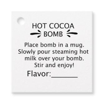 Hot cocoa bomb Flavor tags, directions, instuction Favor Tags