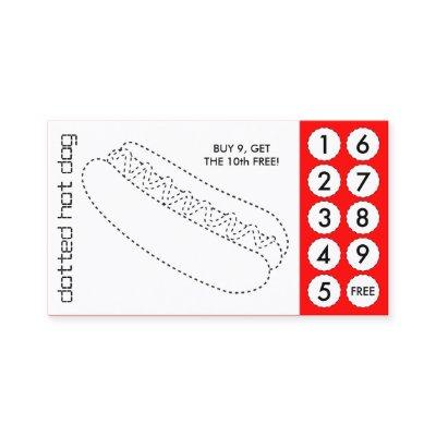 hot dog cut out punch cards