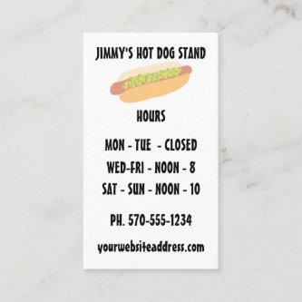 Hot Dog Stand Hours of Operation