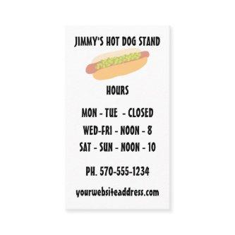 Hot Dog Stand Hours of Operation