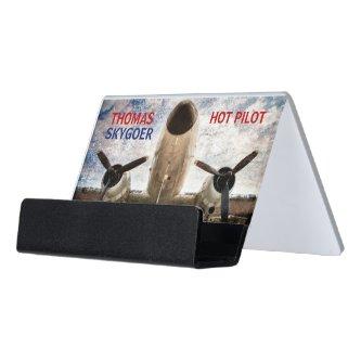 Hot pilot charter airline funny customizable desk  holder
