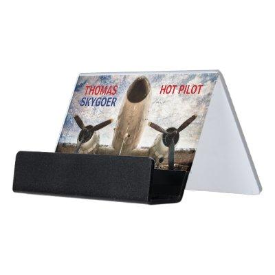 Hot pilot charter airline funny customizable desk  holder