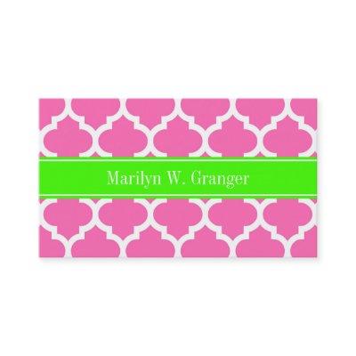 Hot Pink2 Wht Moroccan #5 Lime Green Name Monogram