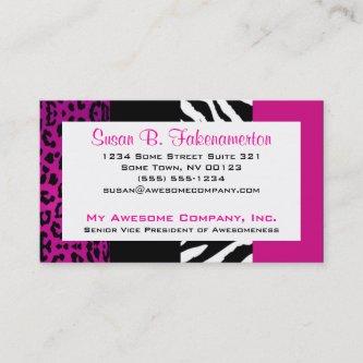 Hot Pink and Black Animal Print Zebra and Leopard