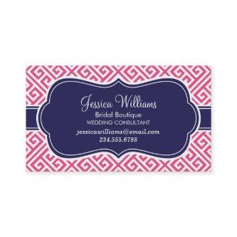 Hot Pink and Navy Blue Greek Key Pattern