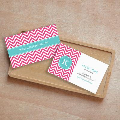 Hot Pink and Turquoise Chevron Monogram