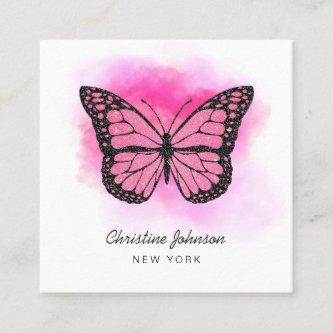 hot pink butterfly square