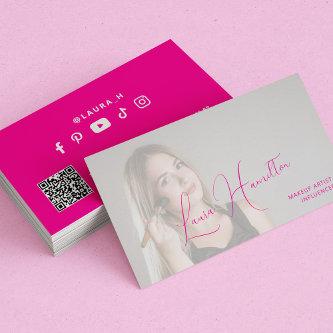 Hot pink custom photo makeup artist QR CODE