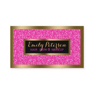 Hot Pink Faux Glitter Gold Accents Makeup