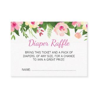 Hot Pink Flowers Baby Shower Diaper Raffle Ticket