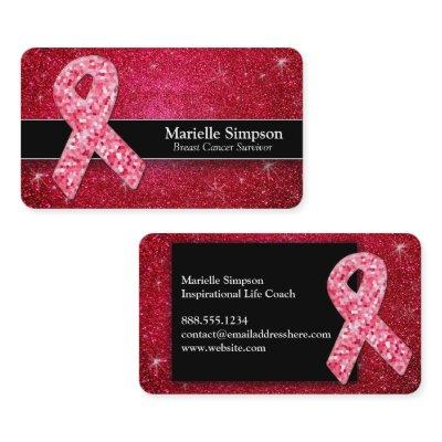Hot Pink Glitter Breast Cancer Survivor Coach BRCA