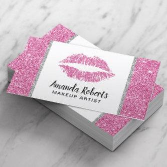 Hot Pink Glitter Lips Makeup Artist Beauty Salon